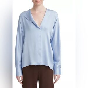 Vince draped 100% silk light sky blue periwinkle top blouse dolman sleeve NWT